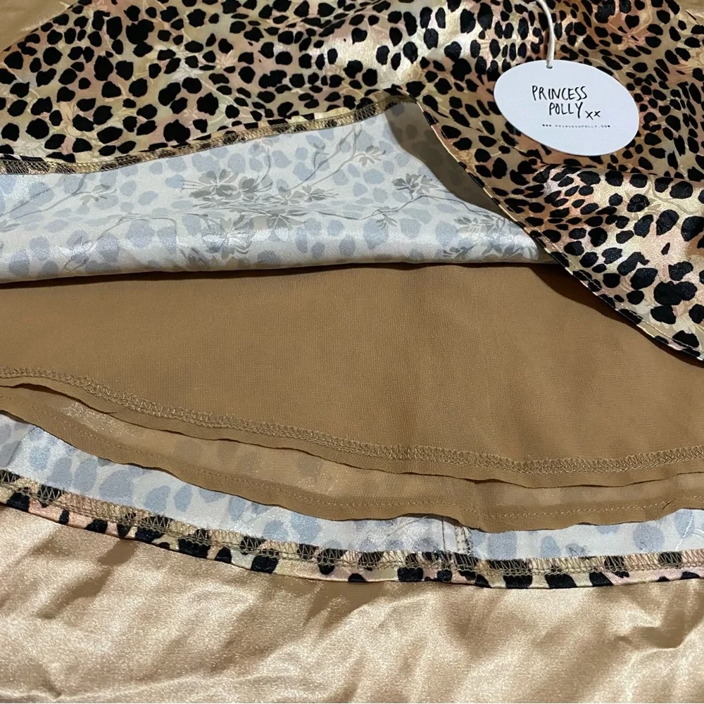 Princess Polly Leopard Print Mini Skirt in Black, Cream and Brown - Picture 8 of 11